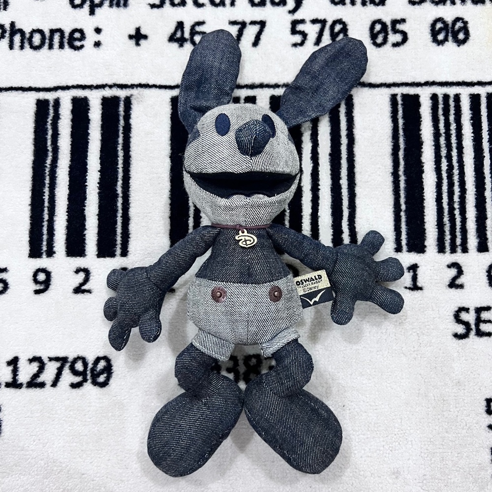 Disney X Oswald X Edwin Denim Plush with Metal Rivets Hardwares 11.5inches Plush
